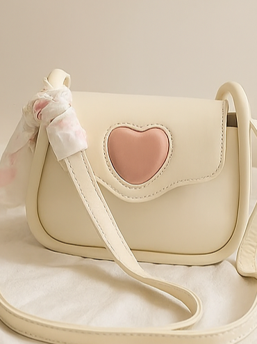 HeartCharm Cream Crossbody